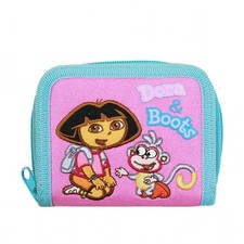 Zip Wallet - Dora the Explorer w/Boots Monkey Pink/Blue Girls Zipper Bag NEW