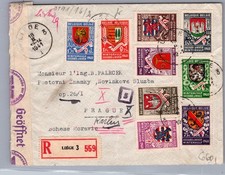 1941 Liege Belgium Registered and censored Mail Cover To Prague Czechoslovakia