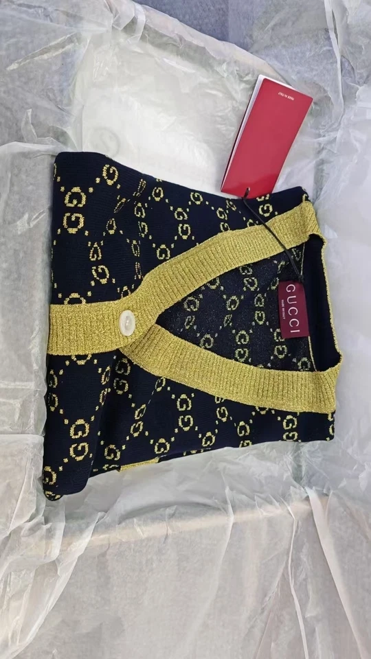 Cárdigan Mujer Gucci GG Hecho de Algodón con Cojo, Negro Oscuro/Dorado, Talla M Foto 3 de 4