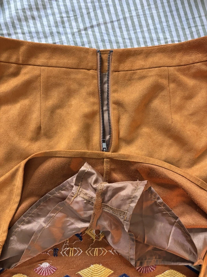 Minifalda Lulumari Anthropologie Boho Tribal Estampado Geométrico Naranja Talla PEQUEÑA Foto 2 de 4