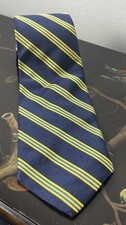 Brooks Brothers Navy Tie Gold  Blue Striped Tie 100 Silk Men's Necktie 58"
