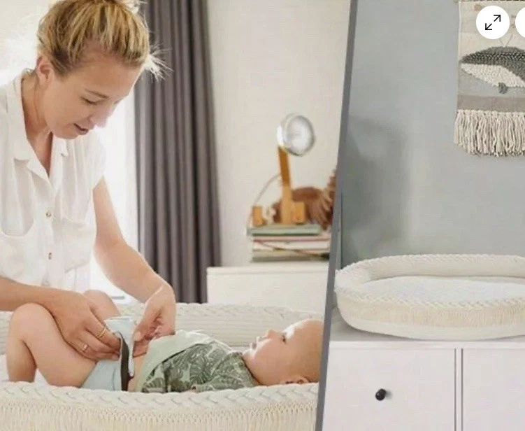 Cesta cambiadora para bebé hecha a mano - Cuerda de algodón orgánico Moisés cambiador de mesa Foto 4 de 4