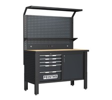 FEISTOS Werkbank Luxon mit Lochwand und Zubehör 140x65x195 cm höhenverstellbar