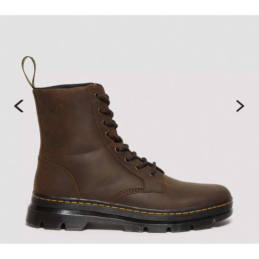 SAOLA Stivali Dr. Martens Pettini in pelle con plateau suola a strappo marrone stringati US 7
