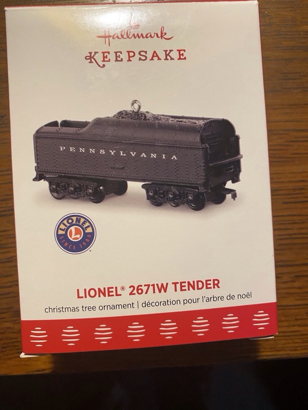 2016 Hallmark Ornament Lionel 2671 W Tender 2017 Series - Excellent