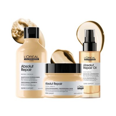 L'Oreal Professional Absolut Repair Shampoo, Mask & Serum For Dry & Damaged Hair