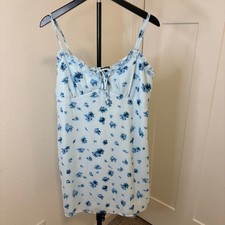 Women's Wild Fable White Blue Floral Spring Cottagecore Mini Dress L