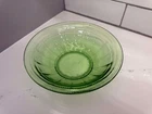 Vintage Uranium Green Depression Glass Bowl 7-3/4″ Colonial Fluted UV Glow