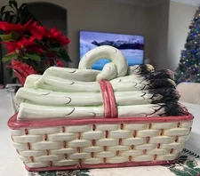 Vintage Italian Majolica Asparagus Tureen Covered Serving Dish 1980 Large NEW