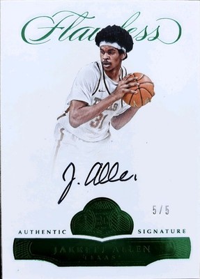 2017 Jarrett Allen Texas Longhorns NBA Panini Flawless Emerald #5/5 On Card Auto