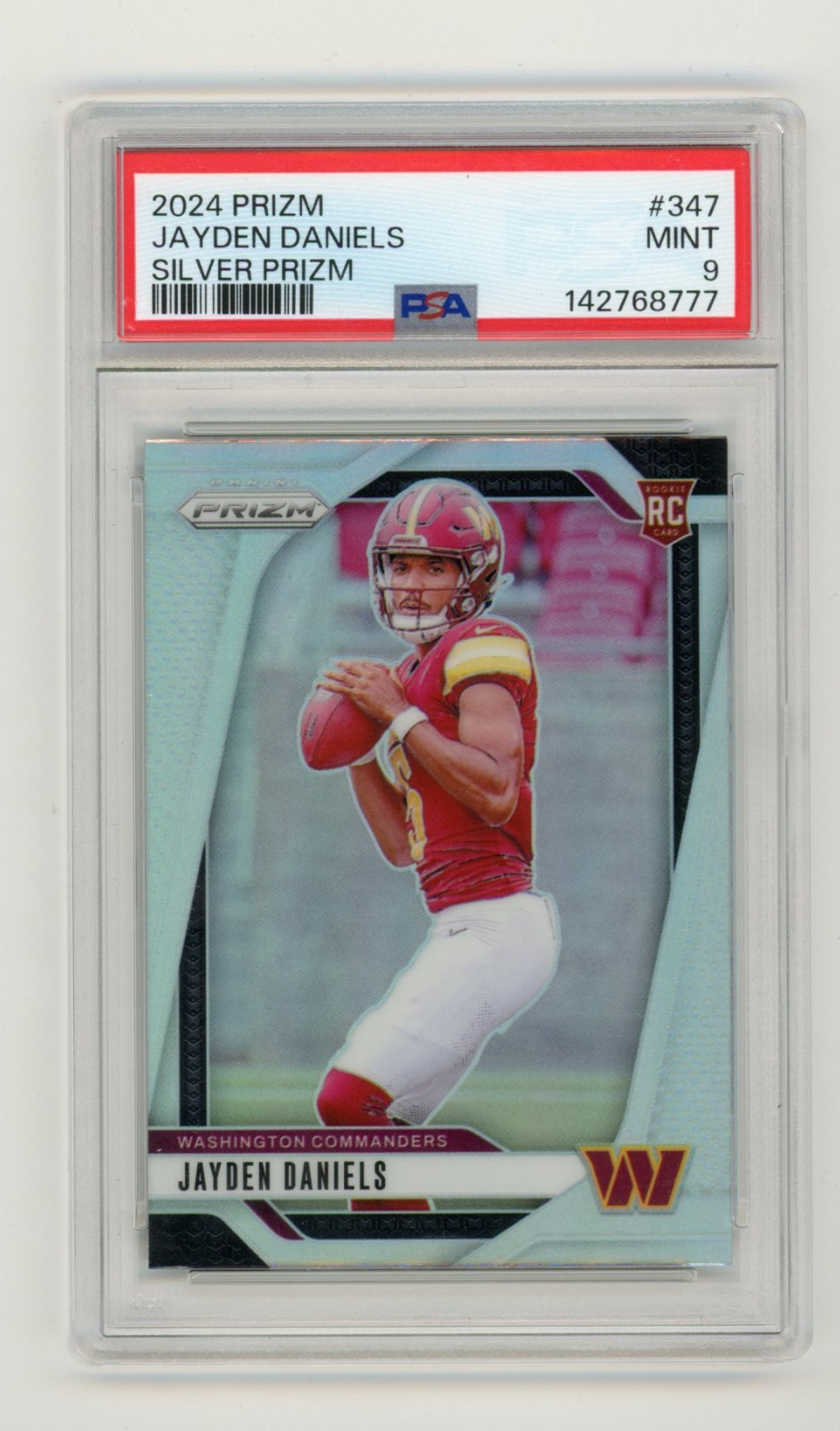 PSA 9 2024 PANINI PRIZM JAYDEN DANIELS SILVER PRIZM #347 (RC) view 1