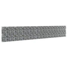 Gabion Wall with Covers Fence Panels Outdoor Garden Galvanized Steel vidaXL