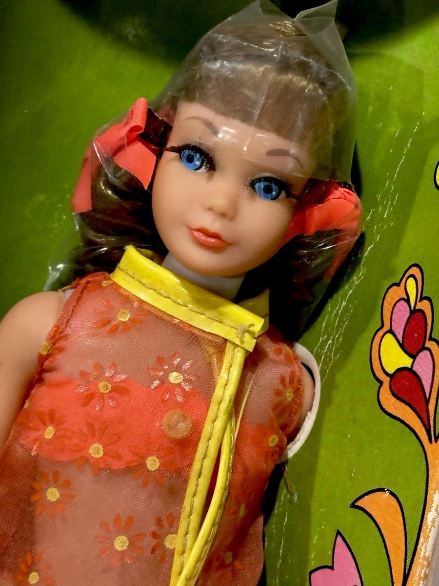 1969 Vintage Skipper Doll Mattel 1105 Japan Java brown sausage