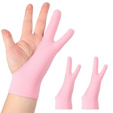 2pcs Artist Drawing Glove S Size Two Fingers Graphics Painting Glove Pink