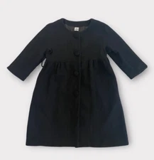 Thom Brown Girl Youth Coat Peacoat A Line Collarless Button Front Princess Royal