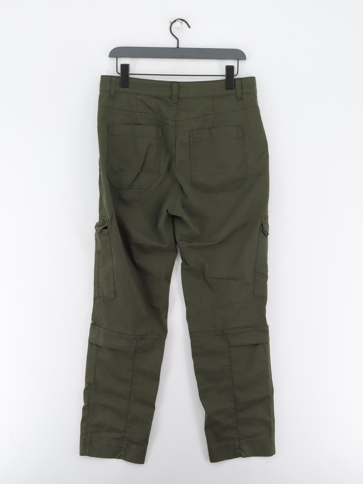 ME+EM Women's Trousers UK 12 Green Cotton with Elastane Straight Cargo
