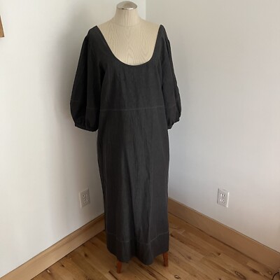 RACHEL COMEY/Target Gray Chambray Puff Sleeve Relaxed Long Dress Size 16/18  NWT