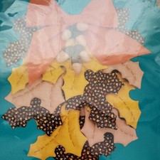 VINTAGE 80'S Autumn/ Fall Leaves  Acorns Fabric Wall Hanging Kit NIP 14x20" NOS