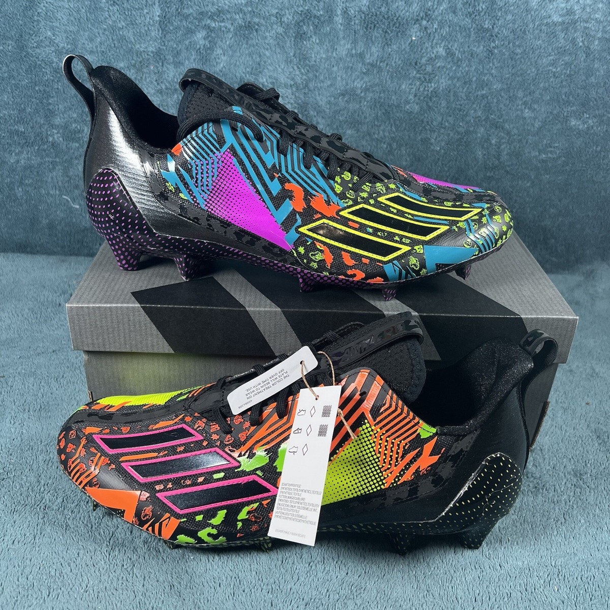 Size 12 - adidas Adizero 12.0 Mismatch - Black Multi-Color Size 12 - adidas Adizero 12.0 Mismatch - Black Multi-Color