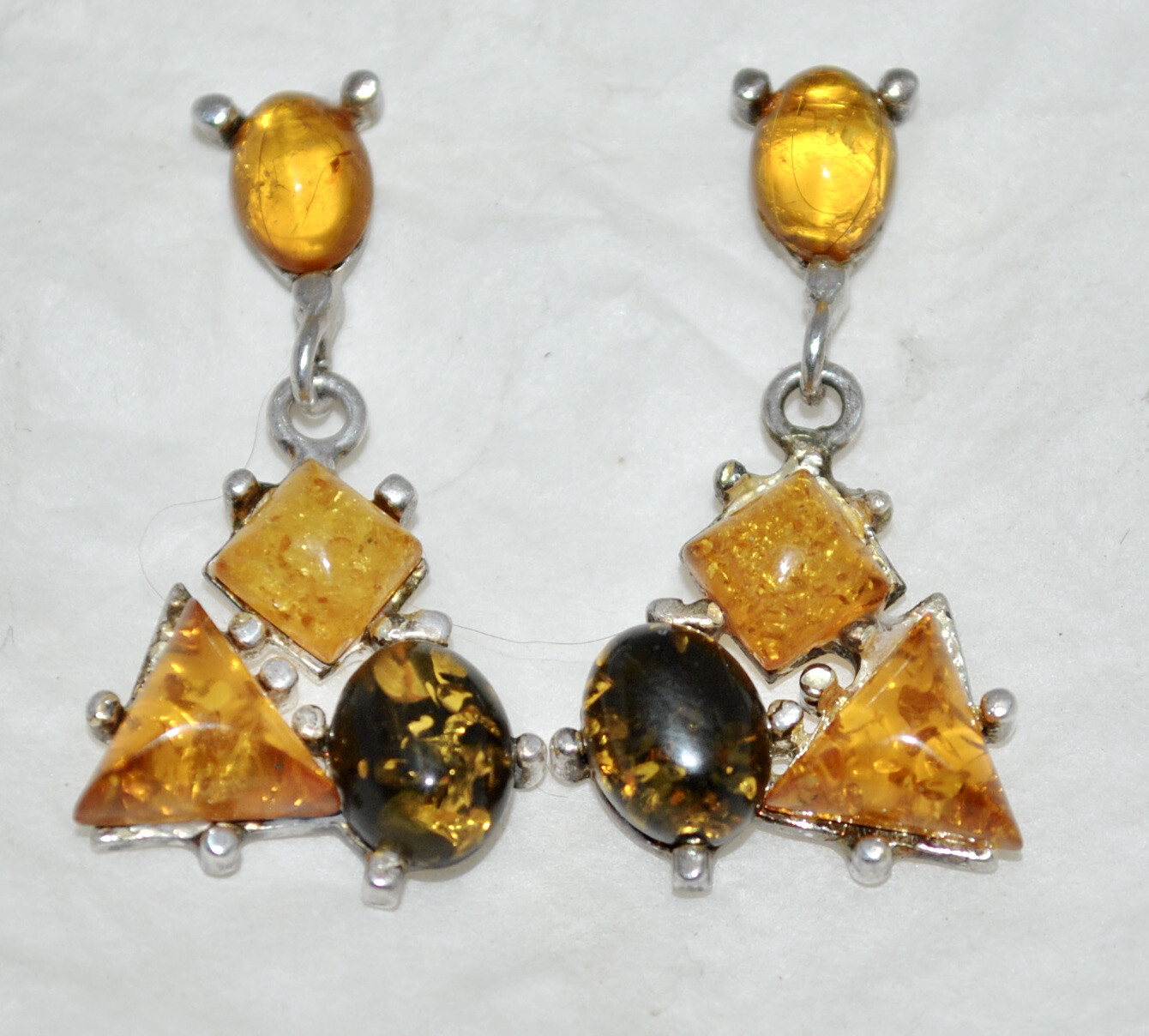 Estate Triangular Shape Sterling Silver Baltic, Y… - image 1