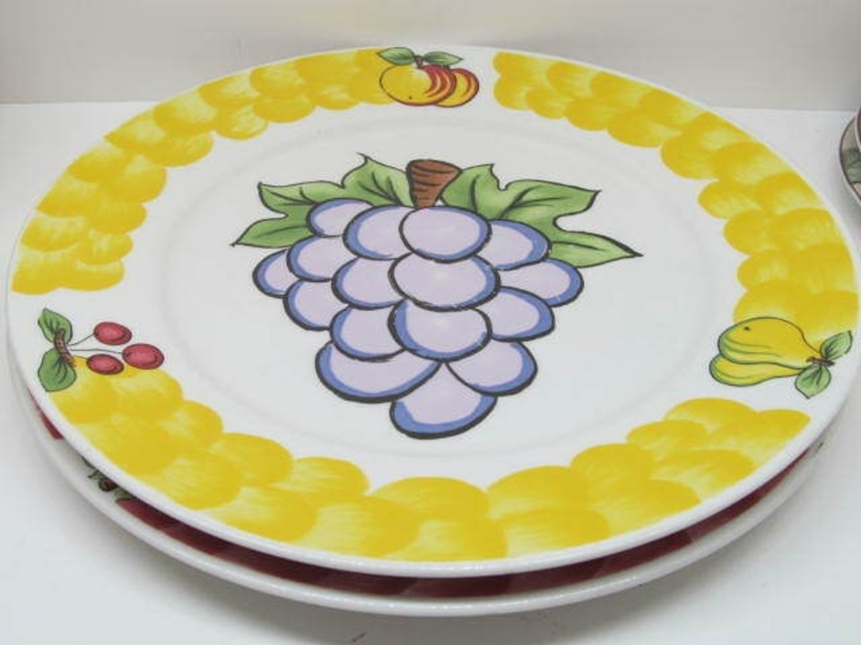 Tabletops Unlimited Italian Fruit 10 3/8" Dinner Plates Set Of 2 Plates