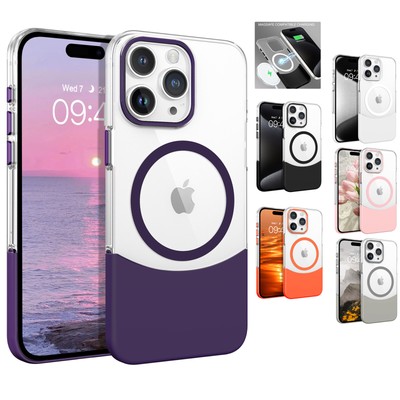 For iPhone 16 15 14 13 12 Pro Max Clear Hybrid Case Magnetic Cover Shockproof