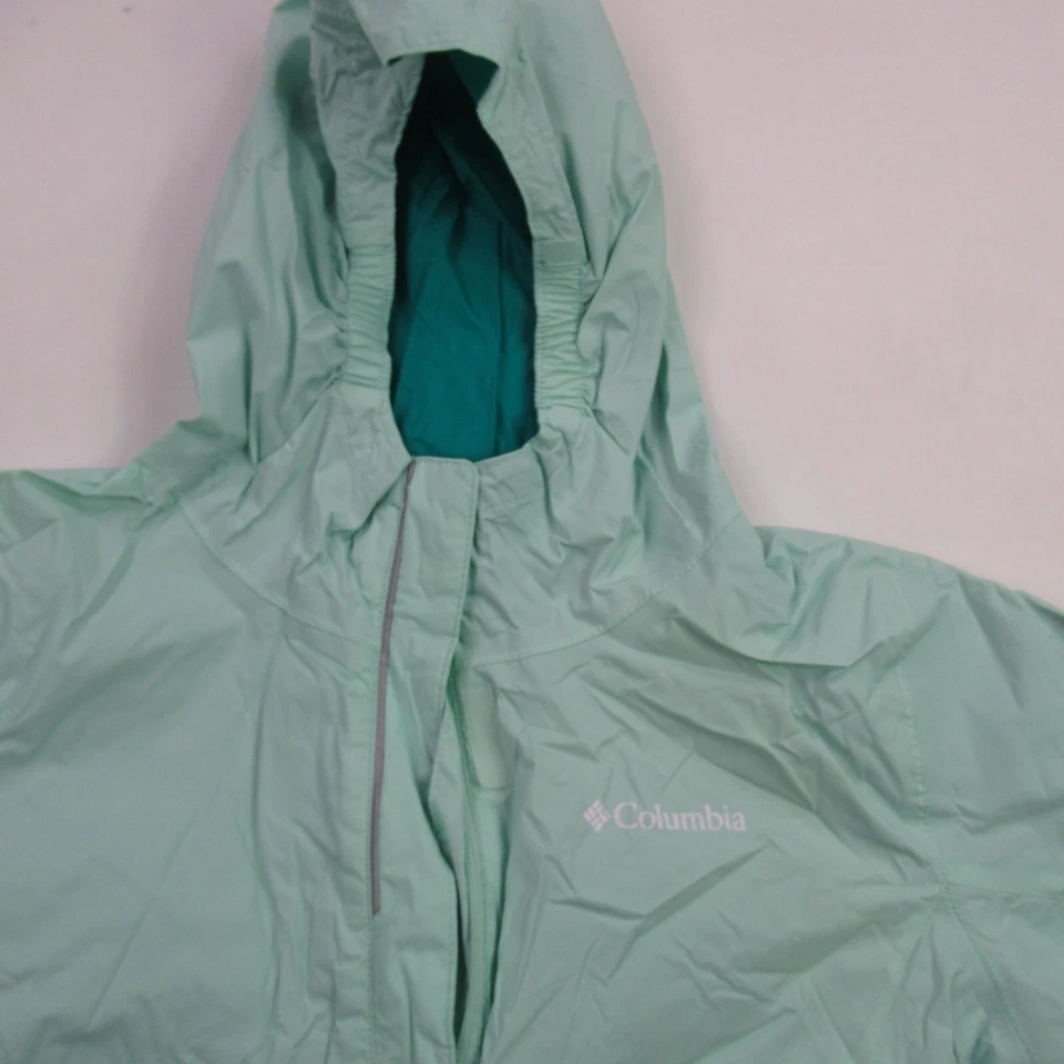 Chaqueta Columbia Niñas Grande Verde Manga Larga Cremallera Completa Ligera Exterior Capucha Foto 2 de 4