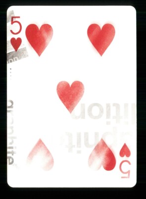 1 x playing card by Luke Wadey Carbon Graphite Edition - 5 of Hearts ZT 02