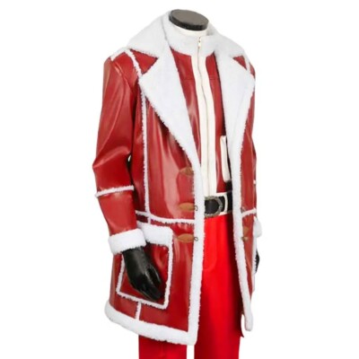 Handmade J.K. Simmons Red One Shearling Red Leather & Wool Santa