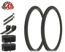 ALTA BICYCLE WIRE BEAD TIRE 26 x 1.25 BLACK SLICK ROAD TOURING TREAD 8pc SET.