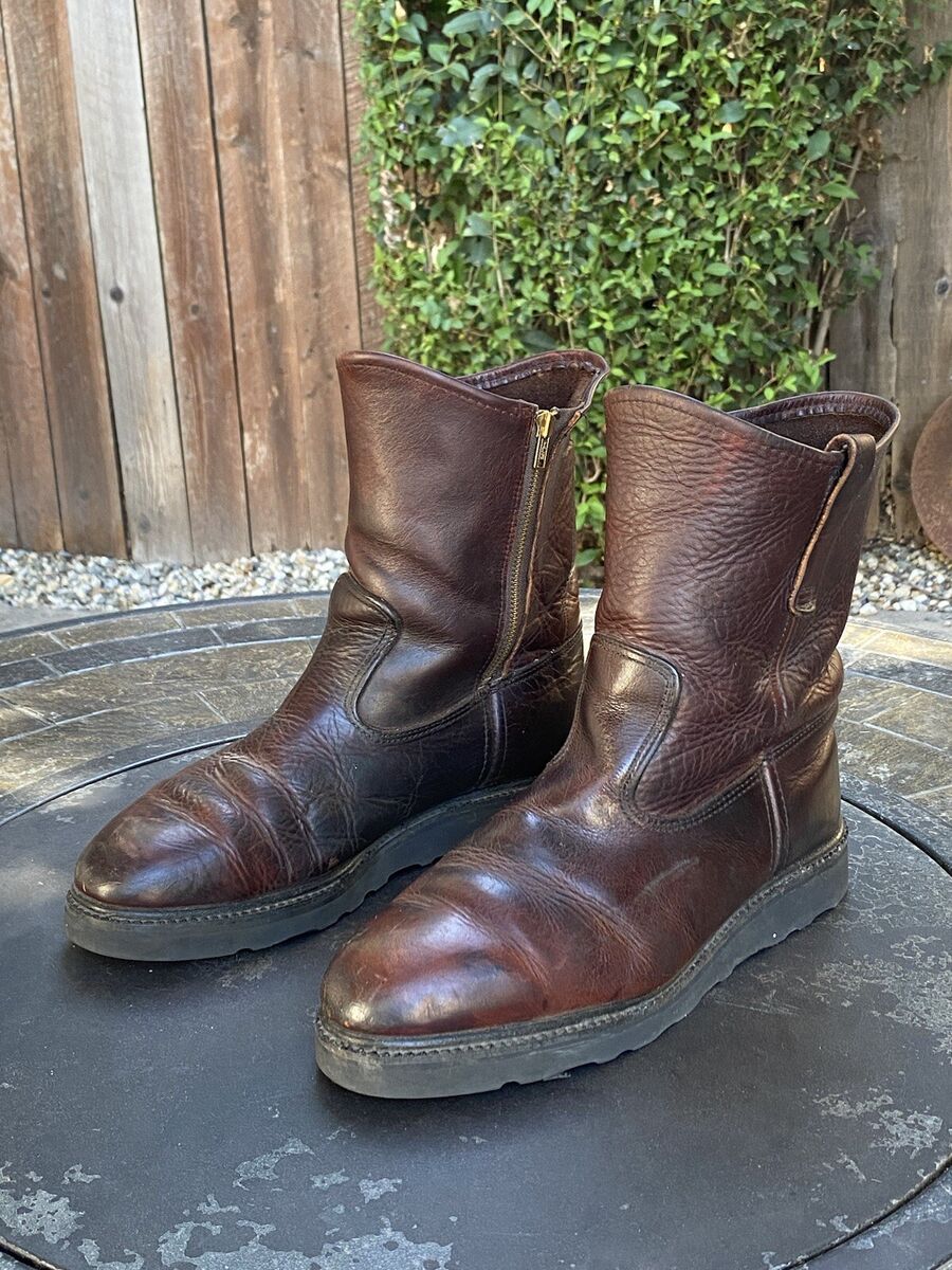 Vintage Red Wing Pecos Wedge Boots Side Zip Brown Leather Vintage Red Wing Pecos Wedge Boots Side Zip Brown Leather
