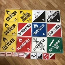 Lot of 12 LabelMaster OXIDIZER Dangerous WARNING Signs 10-3/4x10-3/4" w stickers