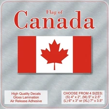 Flag of CANADA High Quality Gloss Laminated Decal Choose from 4 Sticker Sizes