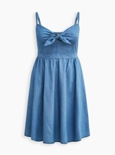 Torrid Skater Dress Blue Chambray NWT New 1X