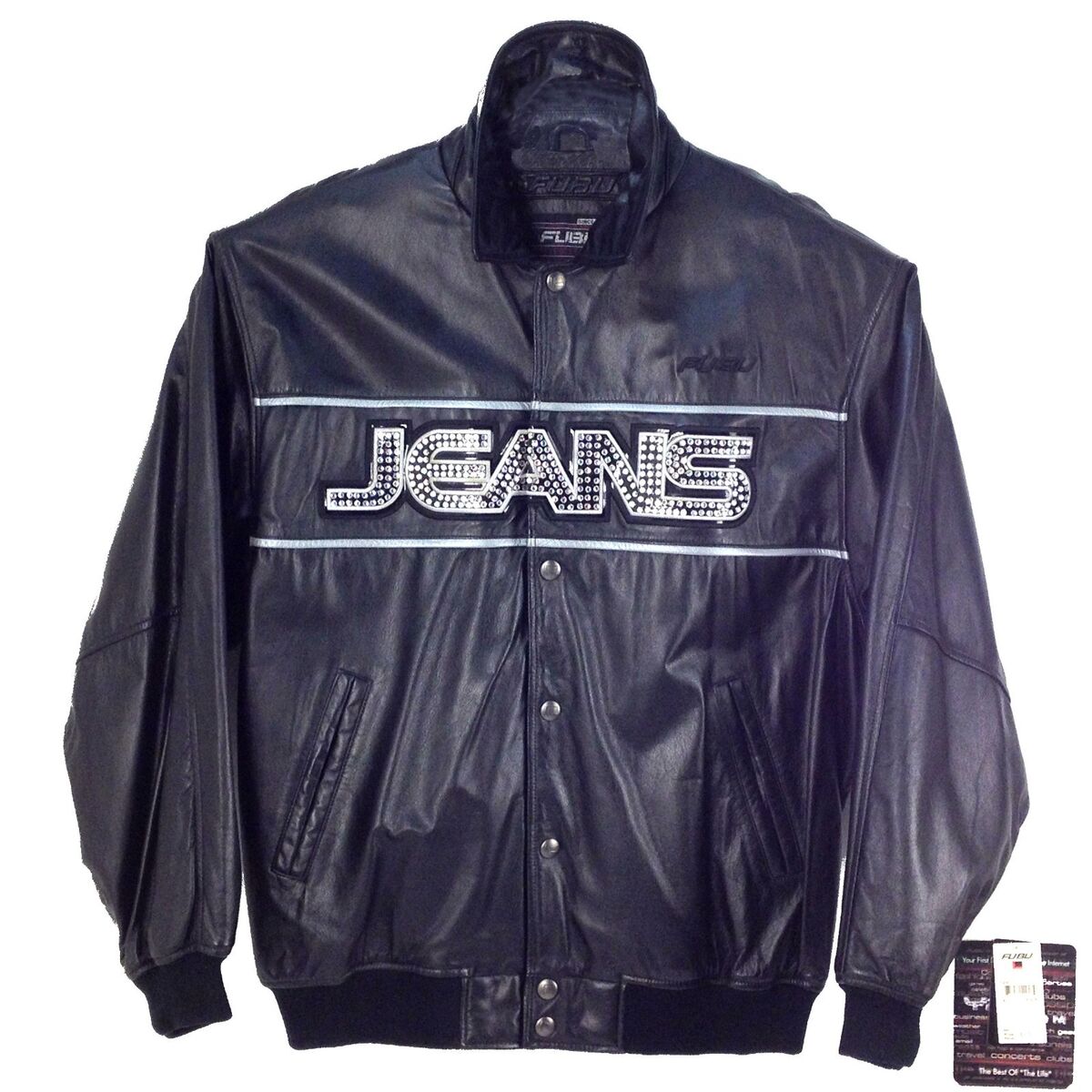 Vintage FUBU, MEN'S COWHIDE LEATHER BOMBER JACKET, F99001 Vintage FUBU, MEN'S COWHIDE LEATHER BOMBER JACKET, F99001