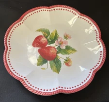 Set 4 Strawberry 11” Melamine Dinner Plates  NEW