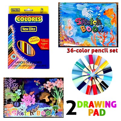 Zeichenbuch für Kinder Kreativ Kinder Skizzenbuch Spaß Aktivitäten mit 36 Farben Set