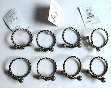 8 Napkin Rings Bed Bath & Beyond Rope Look Twist N Lock Desing Metal 2" Lot C5
