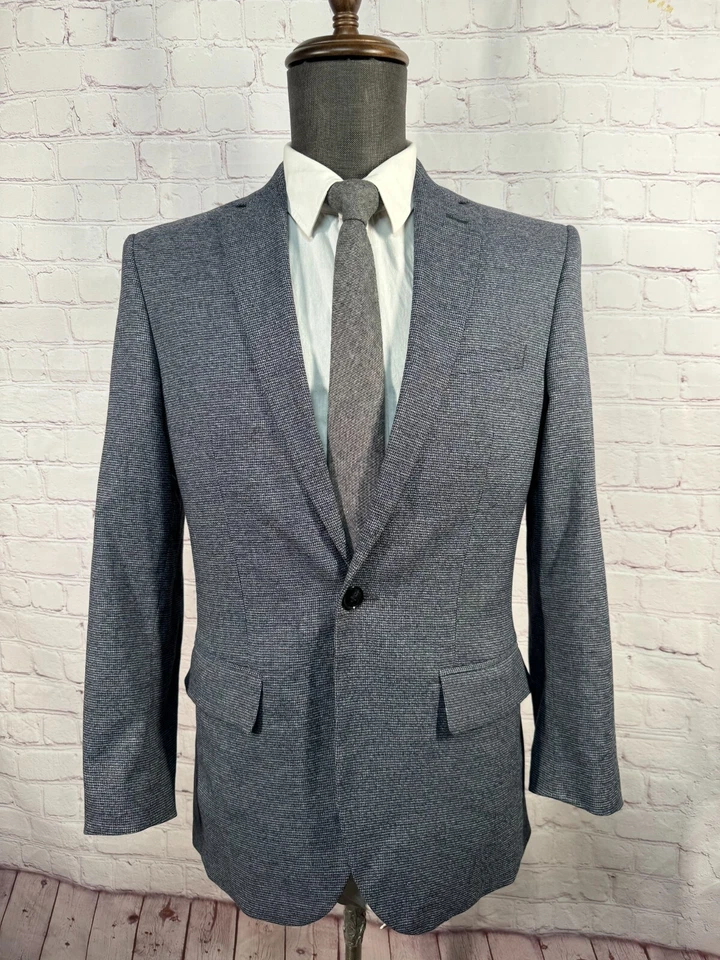 H&M Para Hombres Azul HOPSACK SLIM FIT Botón Único 2 piezas Traje 36R Chaqueta 32x24 Pantalón Foto 2 de 4