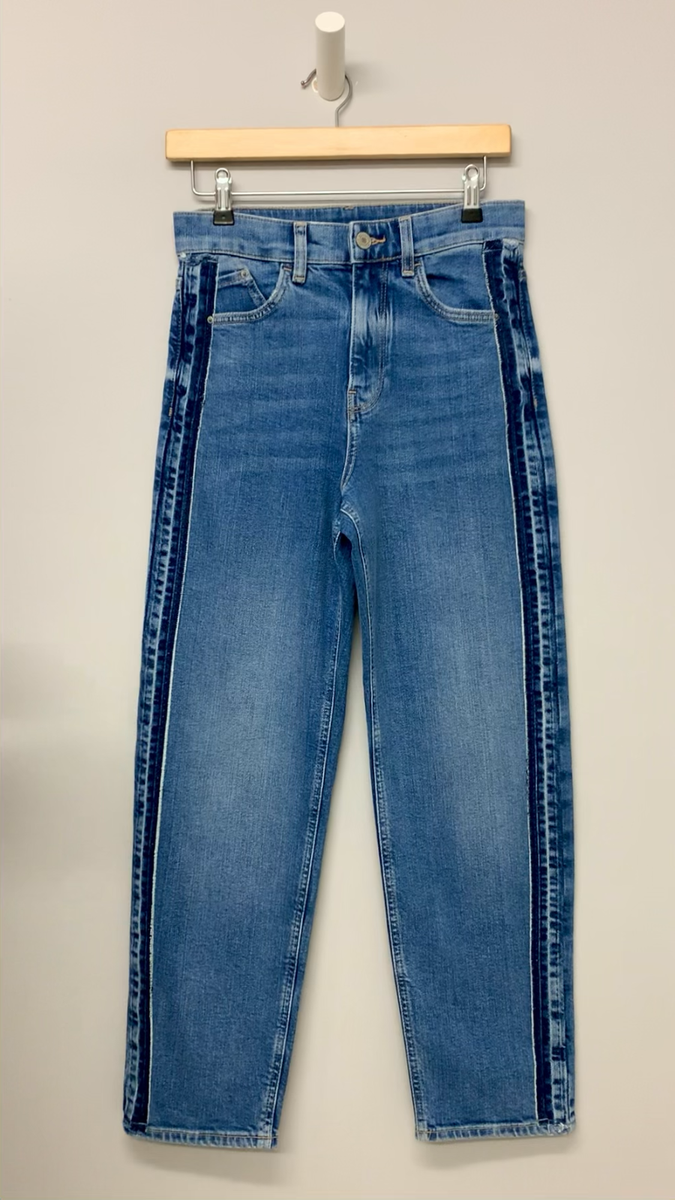 Marks and Spencer Womens Boyfriend Side Detail Jeans M\u0026S Mid Blue Denim  Trousers | eBay UK