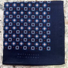 MAN HANKY NAVY BLUE CLASSIC GEOMETRIC VINTAGE COTTON POCKET ART SQUARE 19   M46