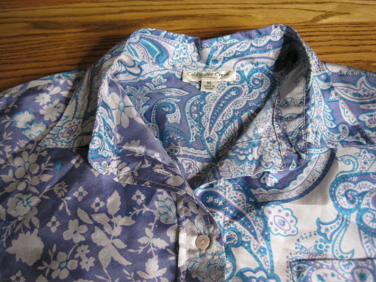 ColdWater Creek Paisley Shirt 100% Silk Floral Bu… - image 3