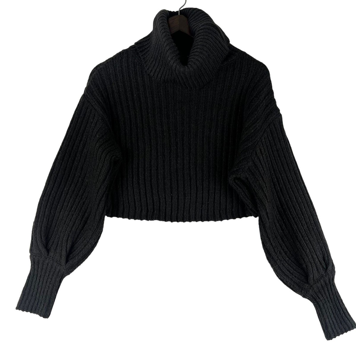 Urban Outfitters Womens Brown Ribbed Knit Cropped Turtleneck