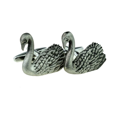 English Made Pewter Swan Cufflinks in a Box XDHCL1138