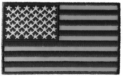 IVAMIS American Flag Black and Reflective 4 Inch Patch- 4x2.5 inch - P4104