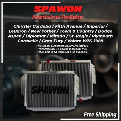 SPAWON Aluminum Radiator Fit Chrysler Dodge Diplomat/Plymouth Volare 1976-1989