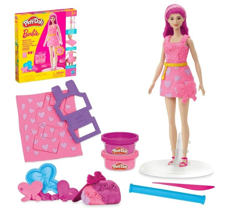 Play-Doh Barbie Hearts and Hair Designer Doll Set, Christmas Gifts for Kids