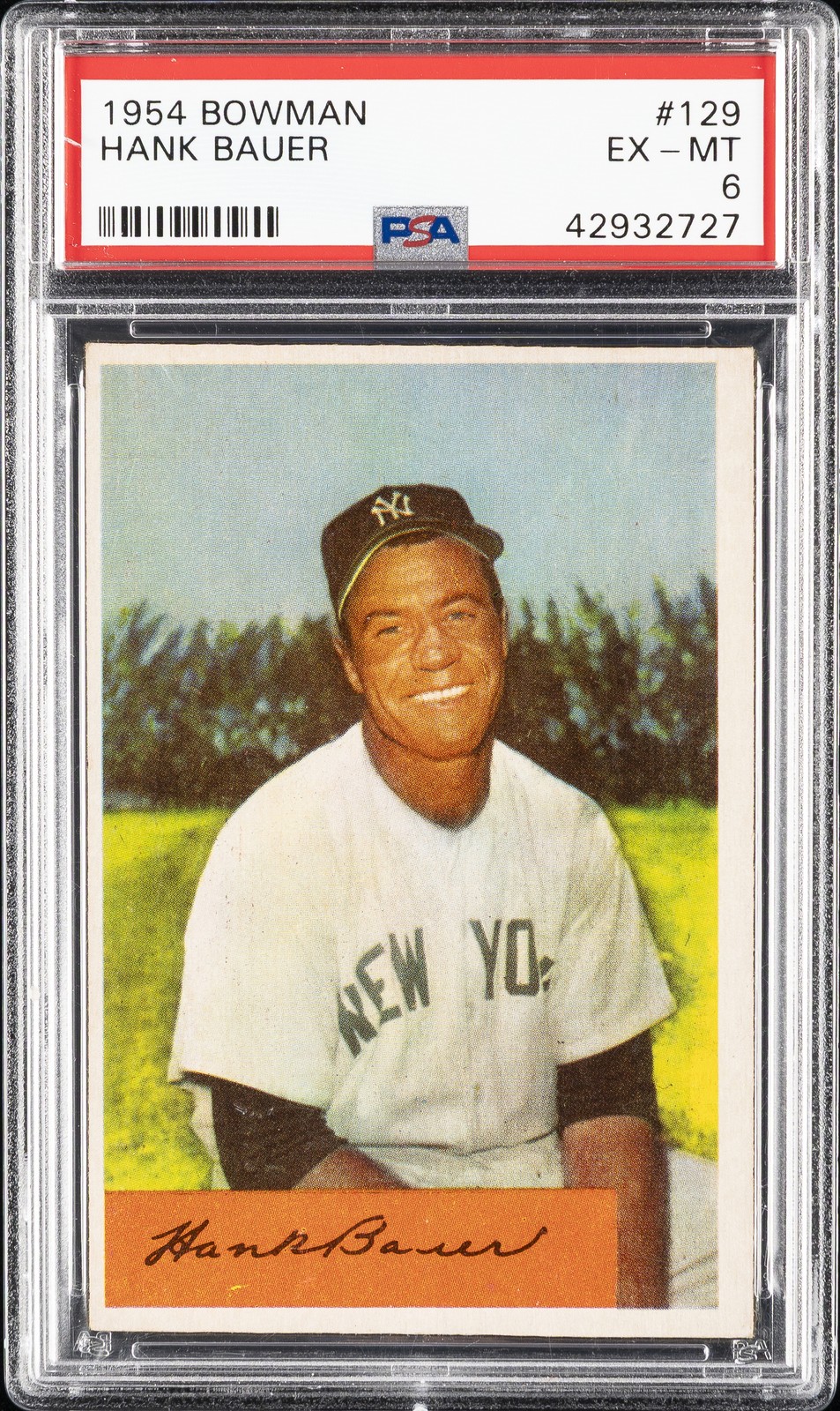 1954 BOWMAN #129 HANK BAUER PSA 6