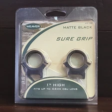 Weaver 1" Sure Grip Scope Rings  #49164 High Height Matte Black 44mm Obj Lens