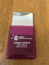 VINTAGE MID CENTURY TELEPHONE CO-OP CANTON IL ADVERTISING MAGENTA MAKE-UP MIRROR